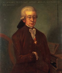 Portret van Wolfgang Amadeus Mozart (1756-91) met de Orde van de Gouden Spoor, 1777